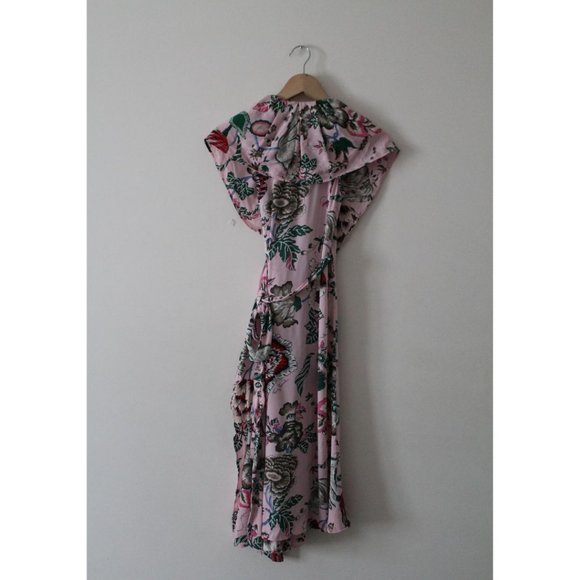 Tory Burch Adelia Ruffled Floral Dress Pink Happy Times Size 00 - Picture 5 of 9